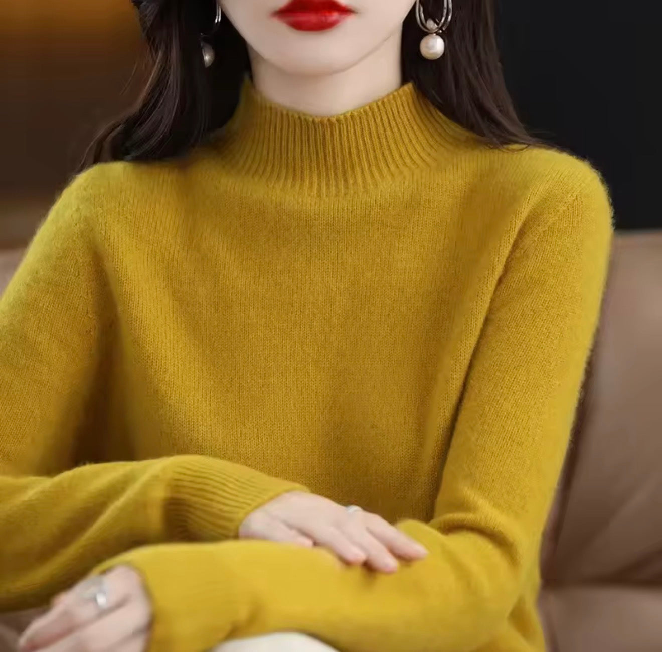 Autumn Winter Women Sweater Korean Fashion Warm Bottoming Shirts Half High Collar Basic Knitwear Solid Long Sleeve Pullovers