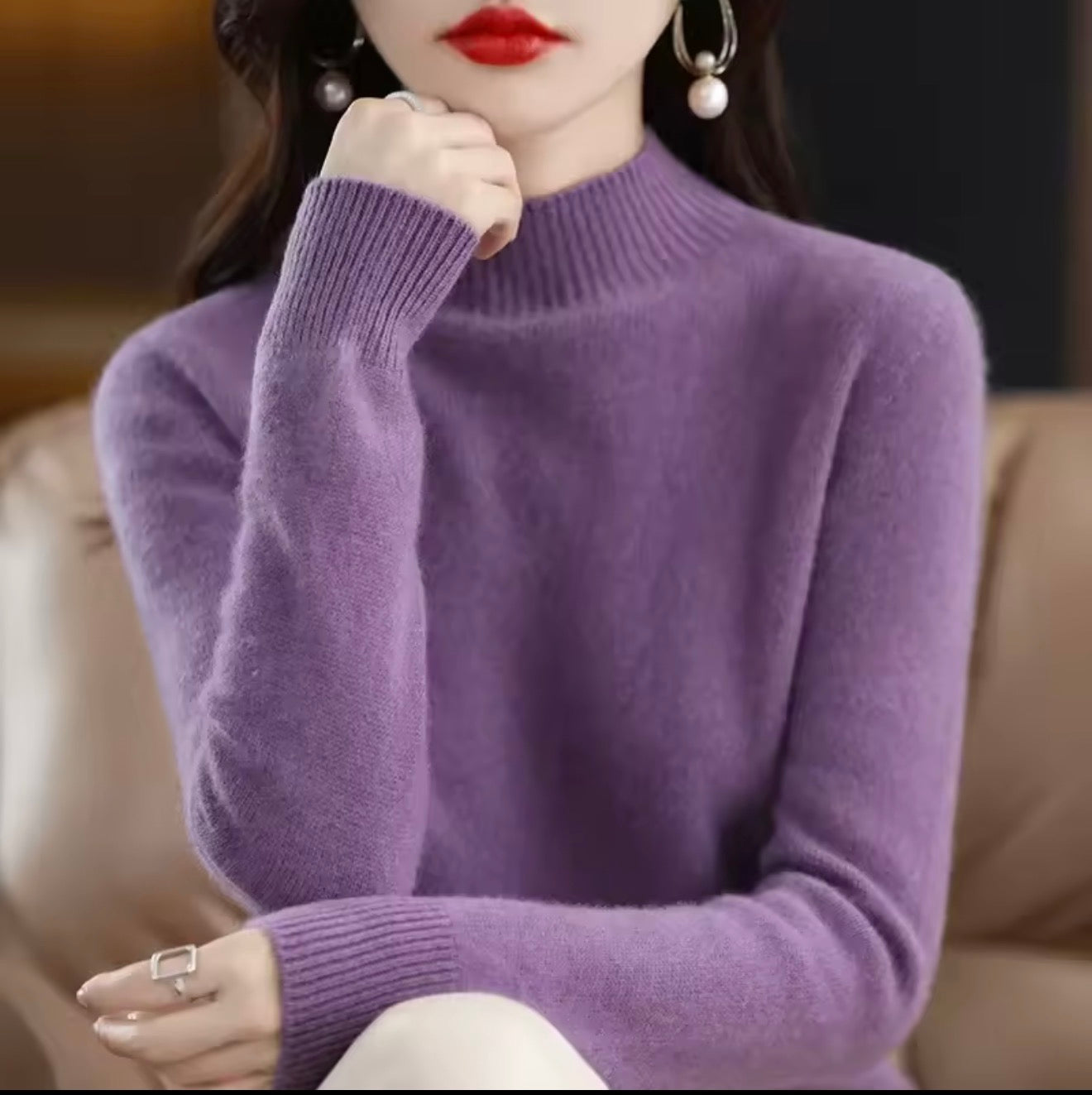 Autumn Winter Women Sweater Korean Fashion Warm Bottoming Shirts Half High Collar Basic Knitwear Solid Long Sleeve Pullovers