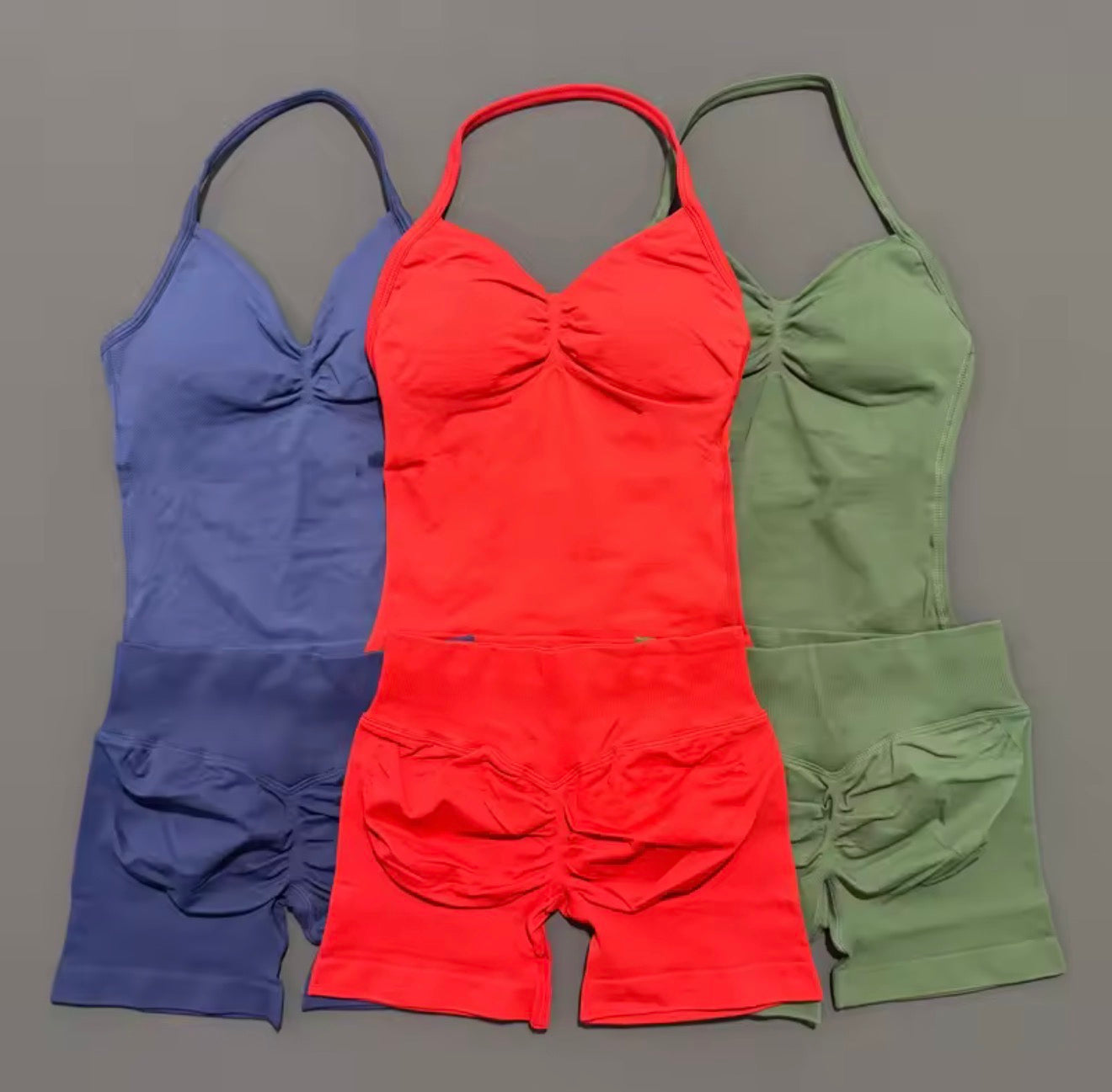 2 Piece Histello Sports Set Women Longline Strappy Top Seamless Yoga Tank Scrunch Butt Workout Shorts Suit Gym Sports Sets