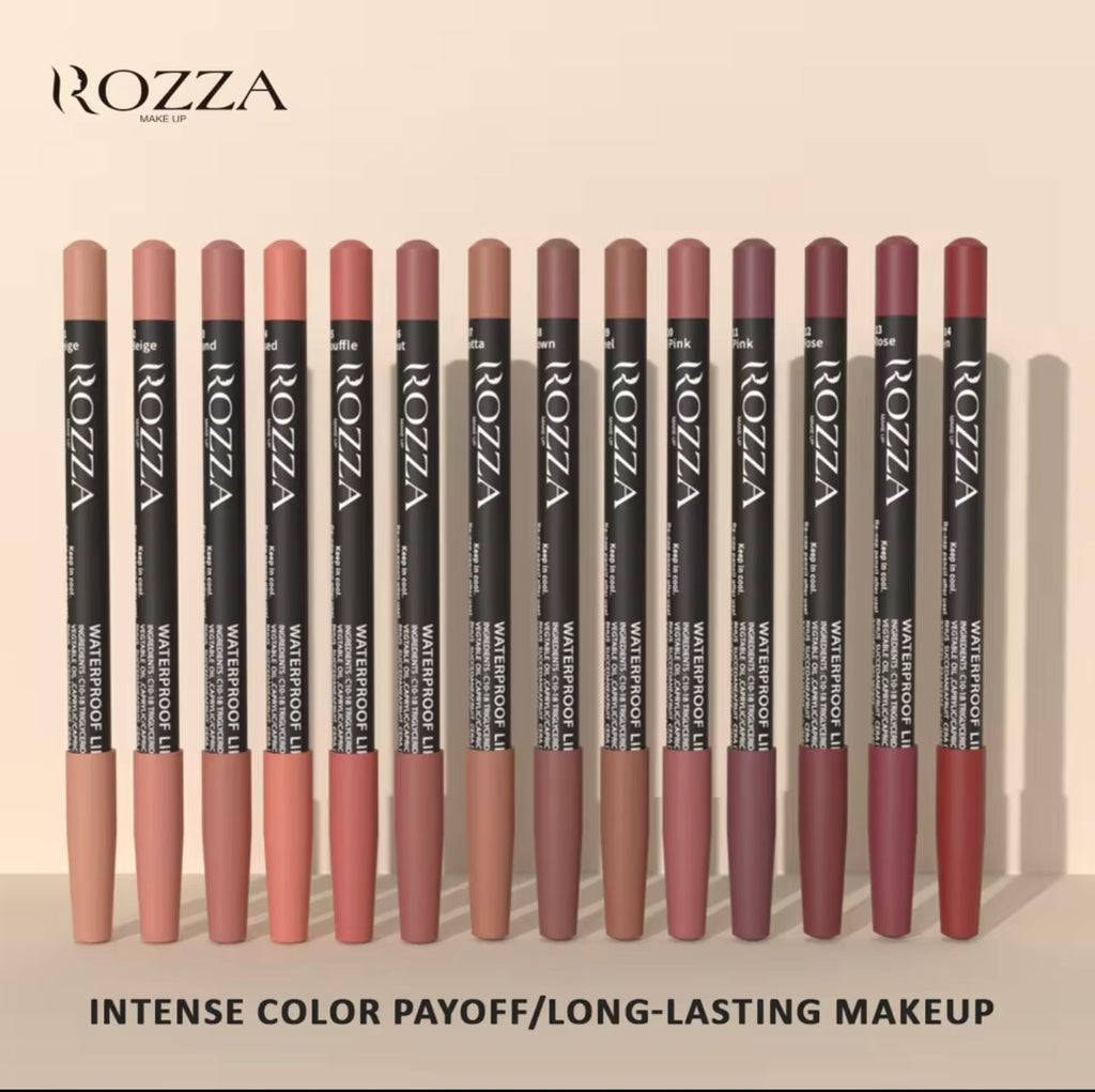 Rozza Waterproof Lip Liner Pencil Set, Weightless Precise Liner with Super Soft Blendable Texture Matte Soft