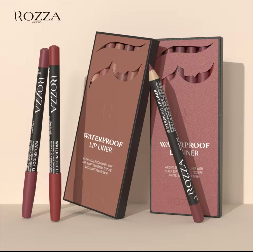 Rozza Waterproof Lip Liner Pencil Set, Weightless Precise Liner with Super Soft Blendable Texture Matte Soft